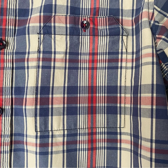 Stile Benetton plaid shirt w/ unique cuff design and ability to roll. Well made. - Picture 9 of 11